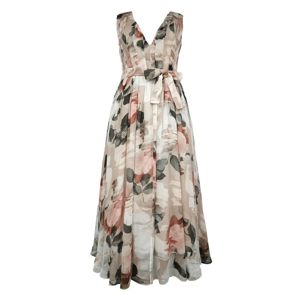 Pria Nude Floral Print Prom Maxi Dress - Image 5