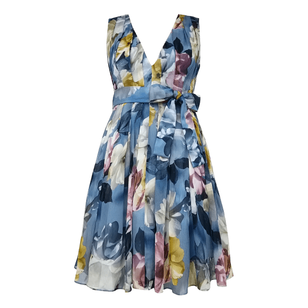 Pria Blue Floral Print Prom Short Dress - Image 4