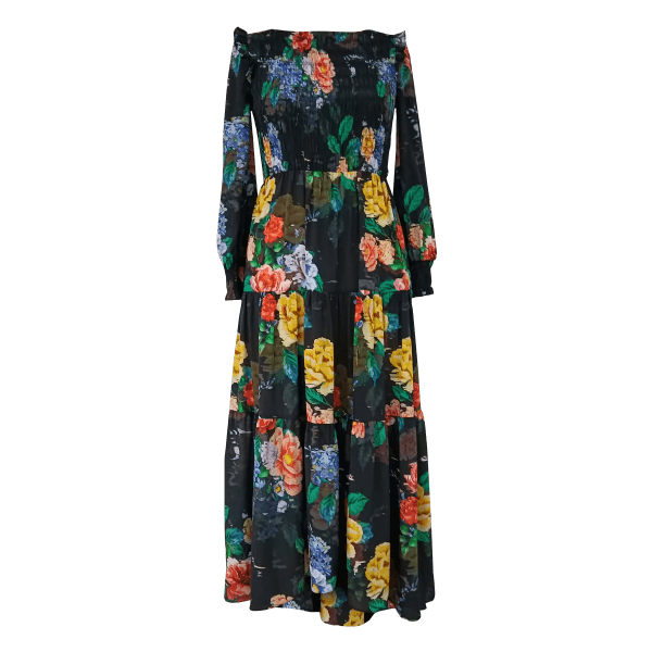 Sofia Black Smock Maxi Dress - Image 4