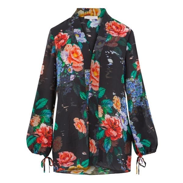 Black Vintage Floral Short Kimono - Image 5