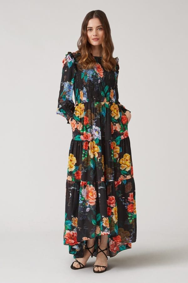 Sofia Black Smock Maxi Dress
