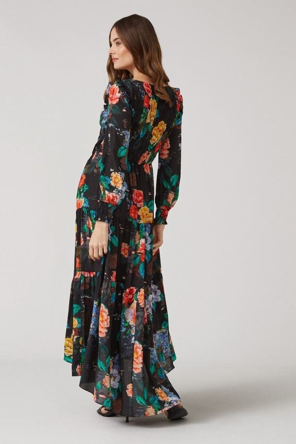 Sofia Black Smock Maxi Dress - Image 3