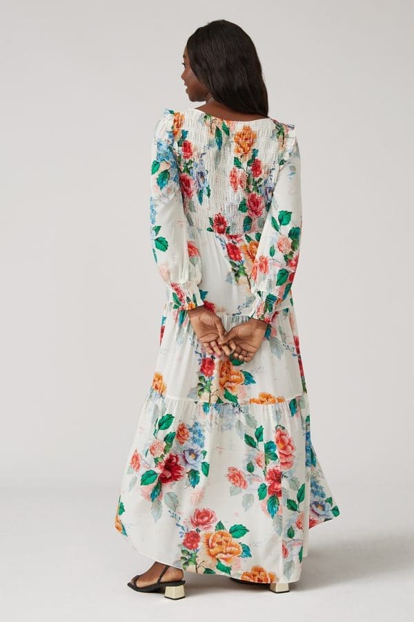 Sofia Ivory Smock Maxi Dress - Image 3