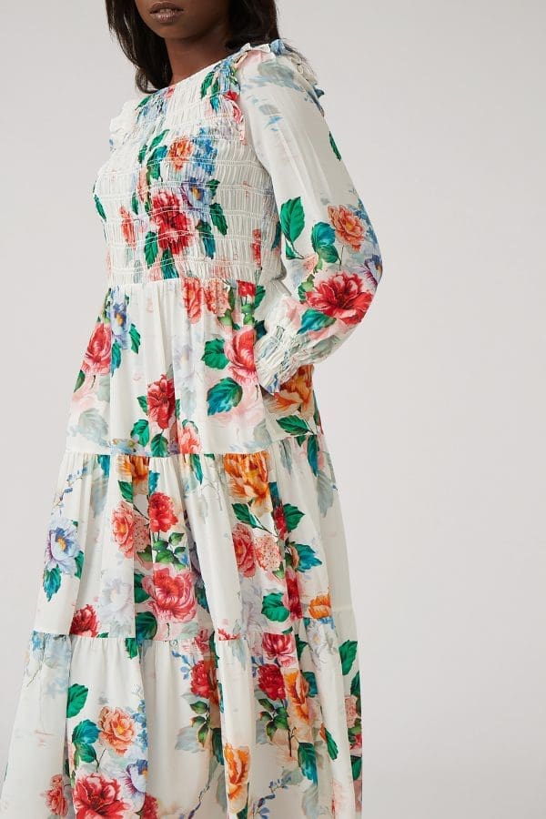 Sofia Ivory Smock Knee Dress - Image 2