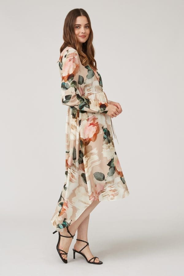 Shia Nude Floral Tunic Shirt Dress - Image 2