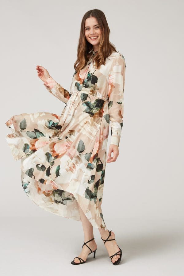 Shia Nude Floral Tunic Shirt Dress - Image 3
