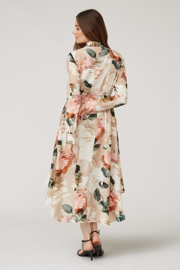 Shia Nude Floral Tunic Shirt Dress - Image 4