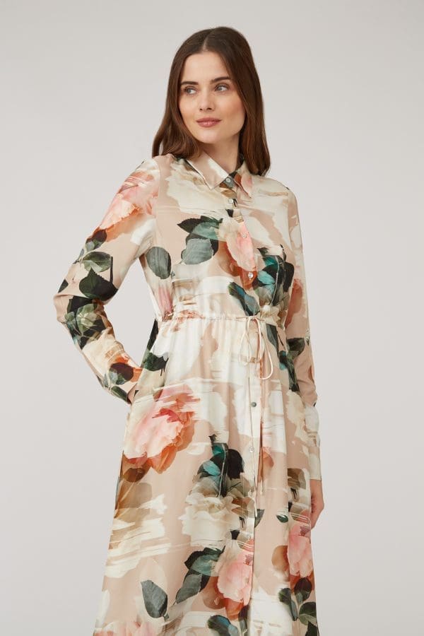 Shia Nude Floral Tunic Shirt Dress - Image 5