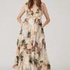 Pria Nude Floral Print Prom Maxi Dress