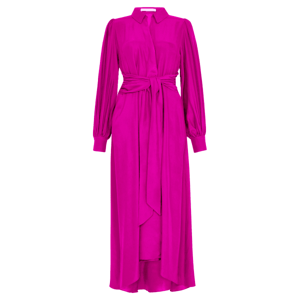 Aria Hot Pink Midi Shirt Dress - Image 2