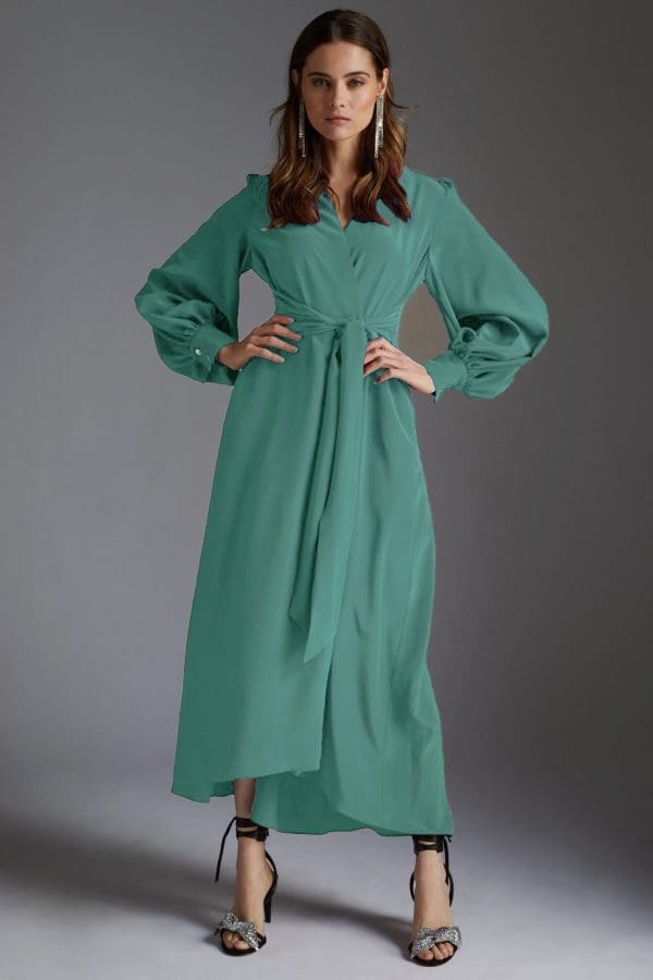 Aria Green Midi Shirt Dress