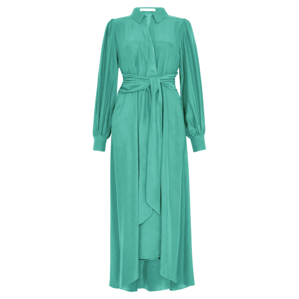 Aria Green Midi Shirt Dress - Image 2