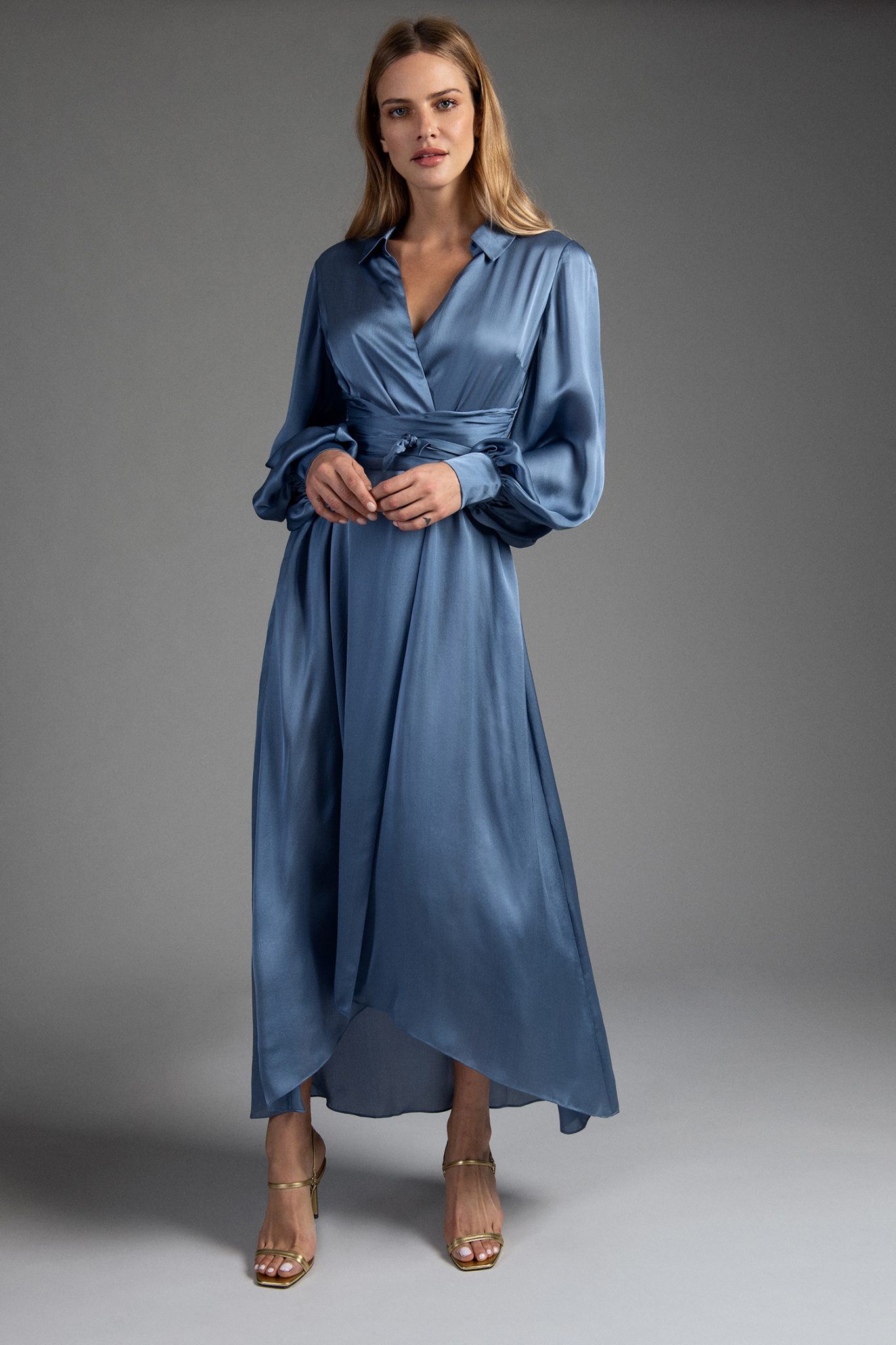 Aria Blue Midi Shirt Dress - Ethereal London