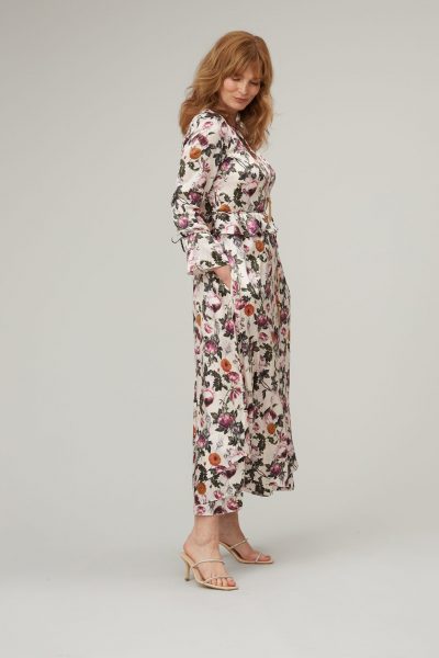 Ophelia Print Silk Satin Midi Dress - Ethereal London